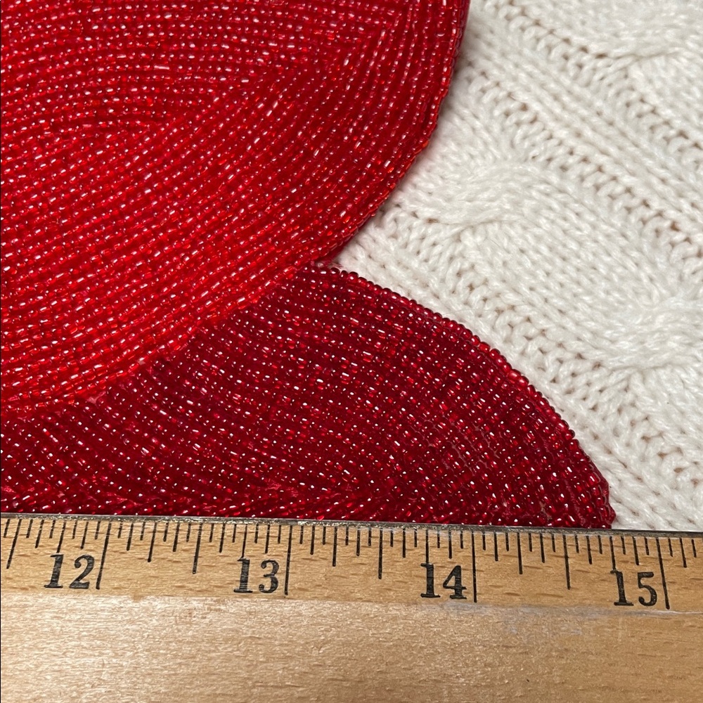 Living Quarters Glass Beaded Red Poinsettia Centerpiece Charger Placemat 15" - Picture 9 of 10